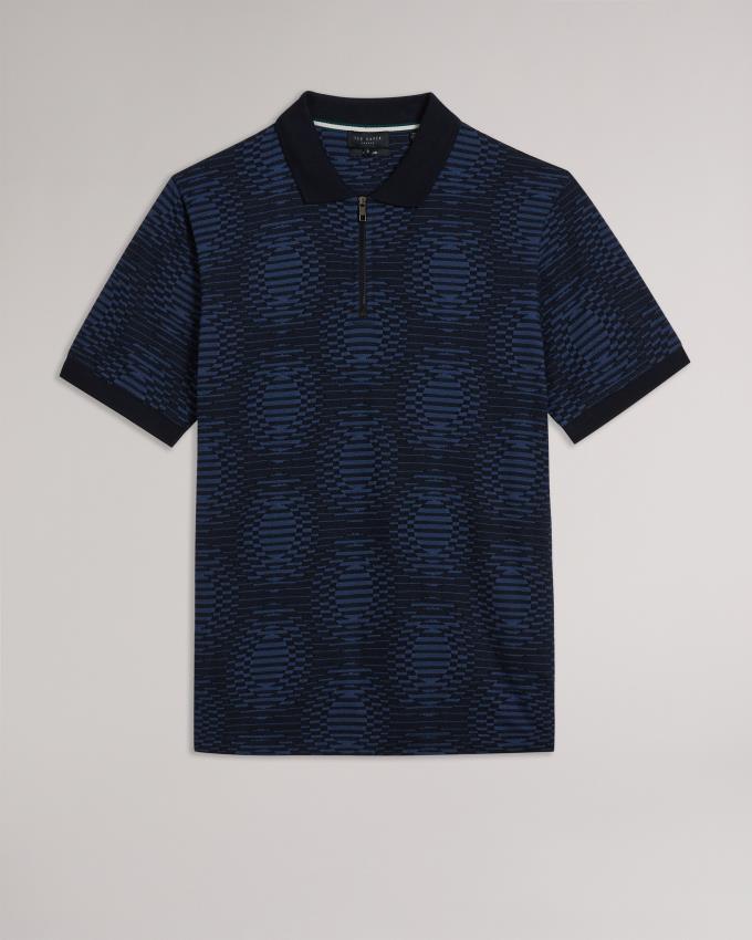 Polo Ted Baker Short Sleeve Jacquard Spot Bleu Marine Homme | JTL-13439248